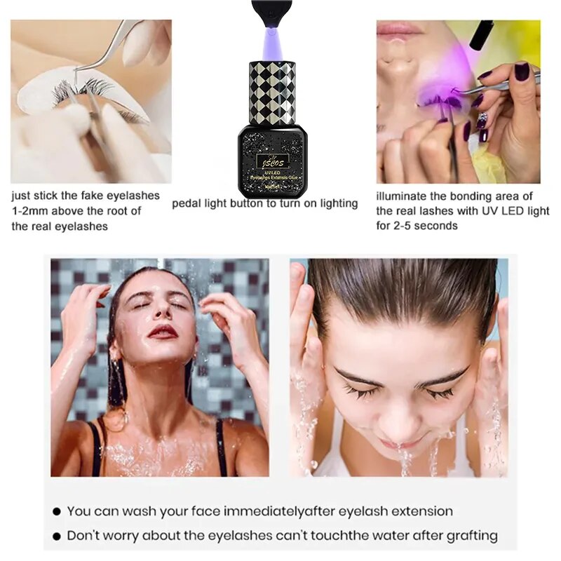 JSCOS UV Glue Quick Dry Eyelash Extensions Adhesive UV/Led Lash Glue Eyelash Gel Long-Lasting UV/Led Eyelash Glue NEW Product