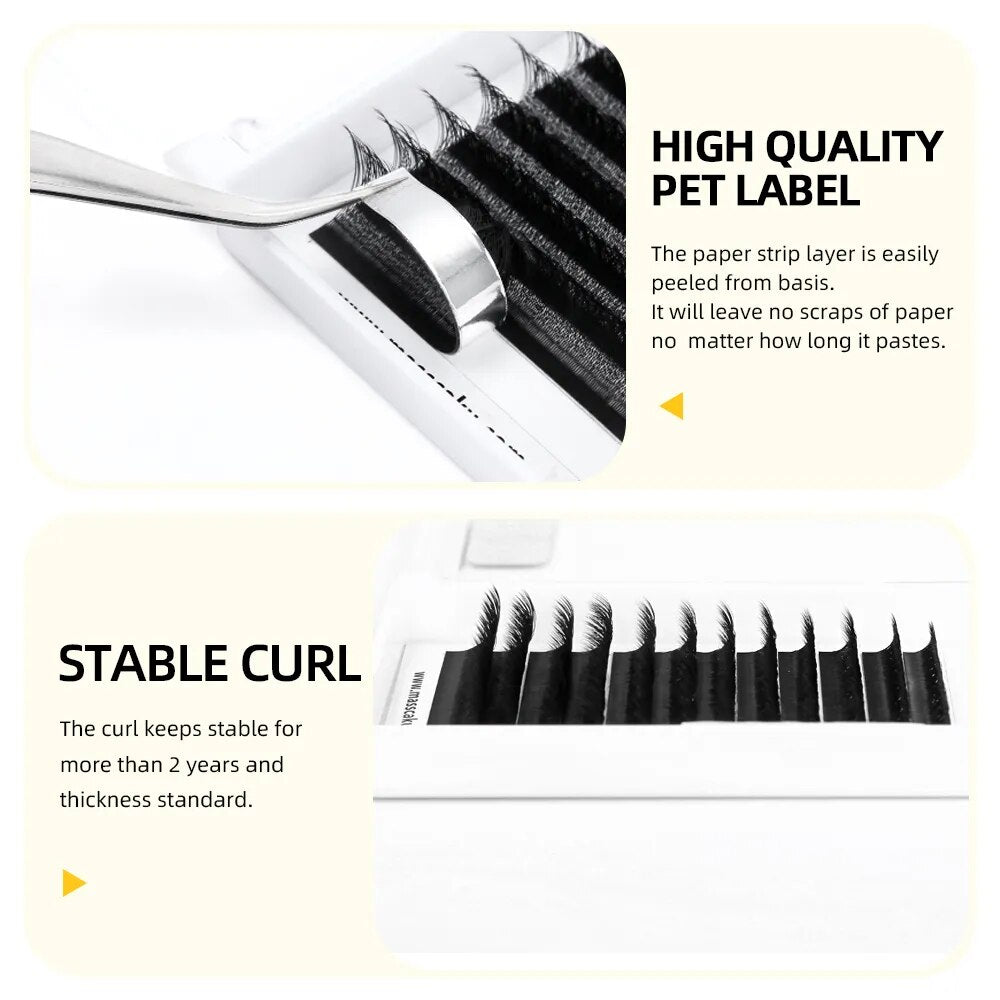 MASSCAKU W Shape 3D 4D 5D Premade Volume Easy Fans Nature Soft Light Individual Lashes Clover Bloom False Eyelashes Extension