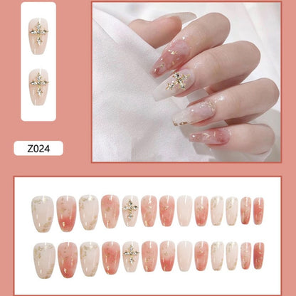 Butterfly Rhinestone Ballerina False Nails