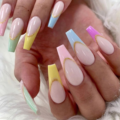 Wavy lines Detachable Long Ballerina False Nails