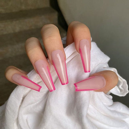 Wavy lines Detachable Long Ballerina False Nails