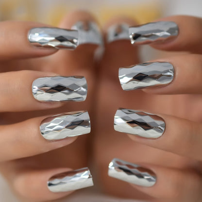 Shiny Punk Style Metallic False Nails