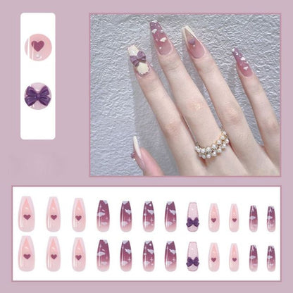 Butterfly Rhinestone Ballerina False Nails
