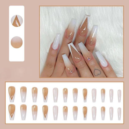 Butterfly Rhinestone Ballerina False Nails