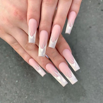 Wavy lines Detachable Long Ballerina False Nails